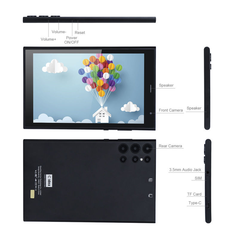 C idea 8 cali Tablet Android PC 8GB RAM 512GB ROM Quad Core 800*1280 Tablety HD z WIFI/SIM Card CM822 (Czarny)