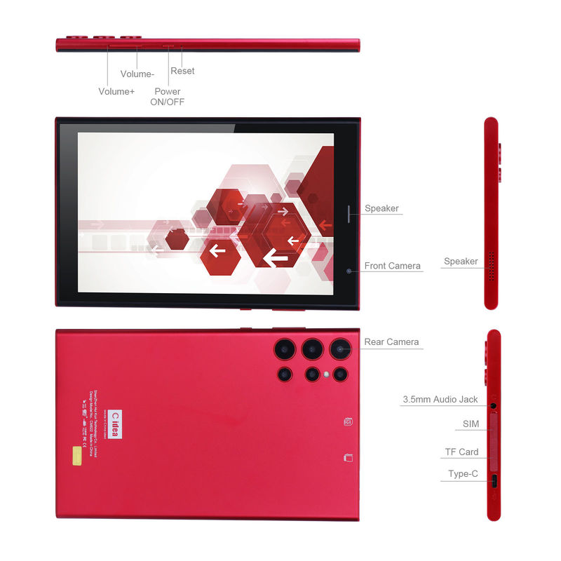 C idea Wi-Fi 8 Inch Tablet PC Z Dużą Żywotnością Baterii 8000mAh 512GB Przechowywanie Dual 5MP + 8MP Kamera CM822 (Czerwony)