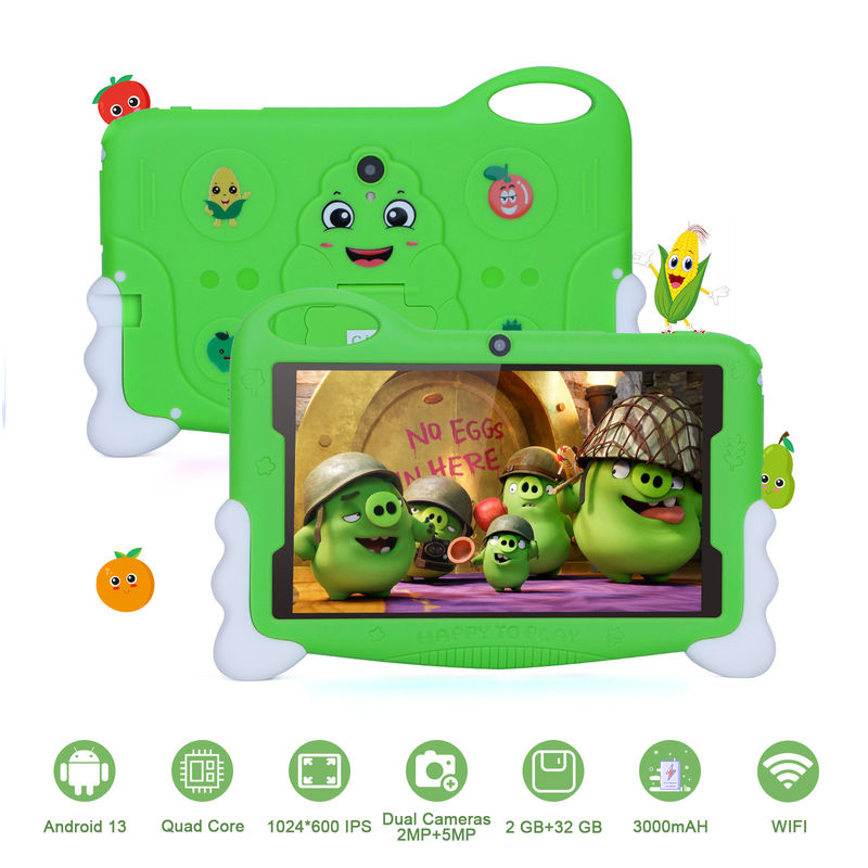 C idea Kids Student Study Tablet 7 Inch Cute Długa żywotność akumulatora 32GB Przechowywanie 2MP + 5MP Podwójne kamery CM90 Zielony