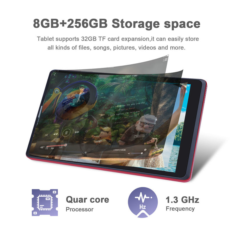 C idea Android 8 Inch Tablet PC 256GB Duża pojemność Przechowywanie 5MP + 8MP Kamery 8000mAh Żywotność baterii Czytanie CM835 Czerwony