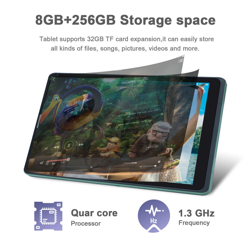 C idea Sim Support Green Tablet PC 8GB RAM 256GB ROM 800x1280 IPS Tablet z wyświetlaczem ekranu HD z obudową CM835