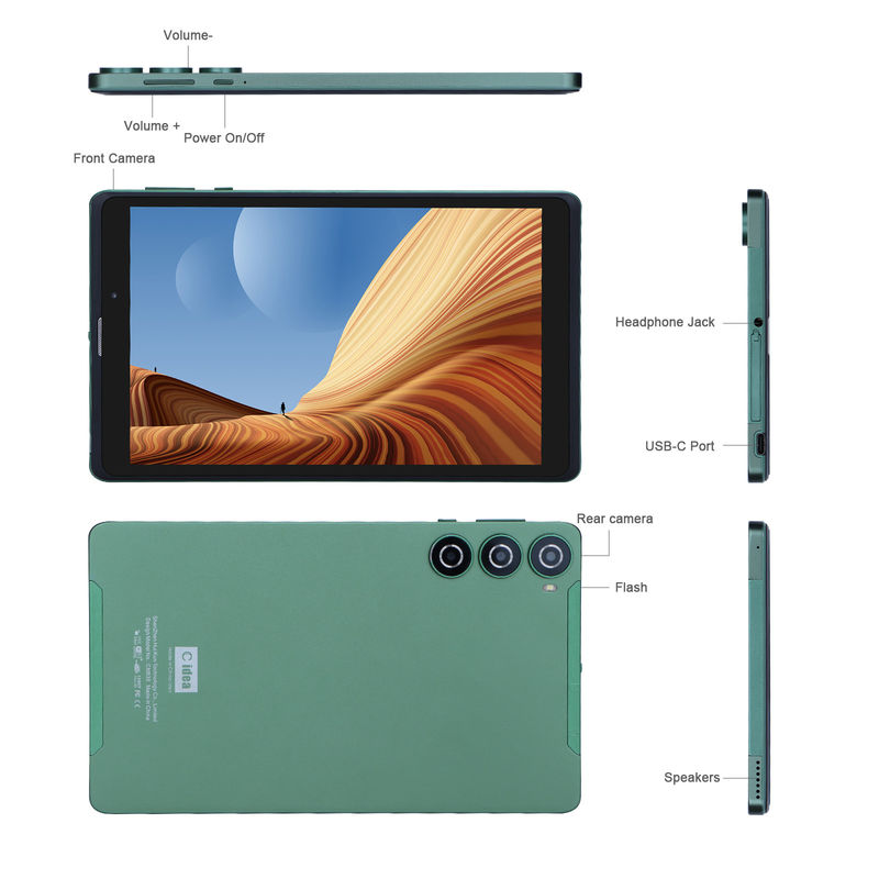C idea Sim Support Green Tablet PC 8GB RAM 256GB ROM 800x1280 IPS Tablet z wyświetlaczem ekranu HD z obudową CM835