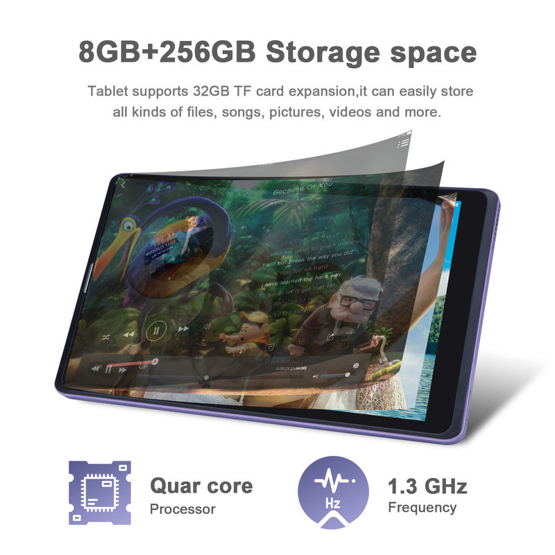 C idea Android 12 Tablety Purple Portable Reading Długa żywotność baterii Karta TF Rozszerzalny ekran HD Tablety z obudową CM835