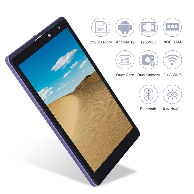 C idea Android 12 Tablety Purple Portable Reading Długa żywotność baterii Karta TF Rozszerzalny ekran HD Tablety z obudową CM835