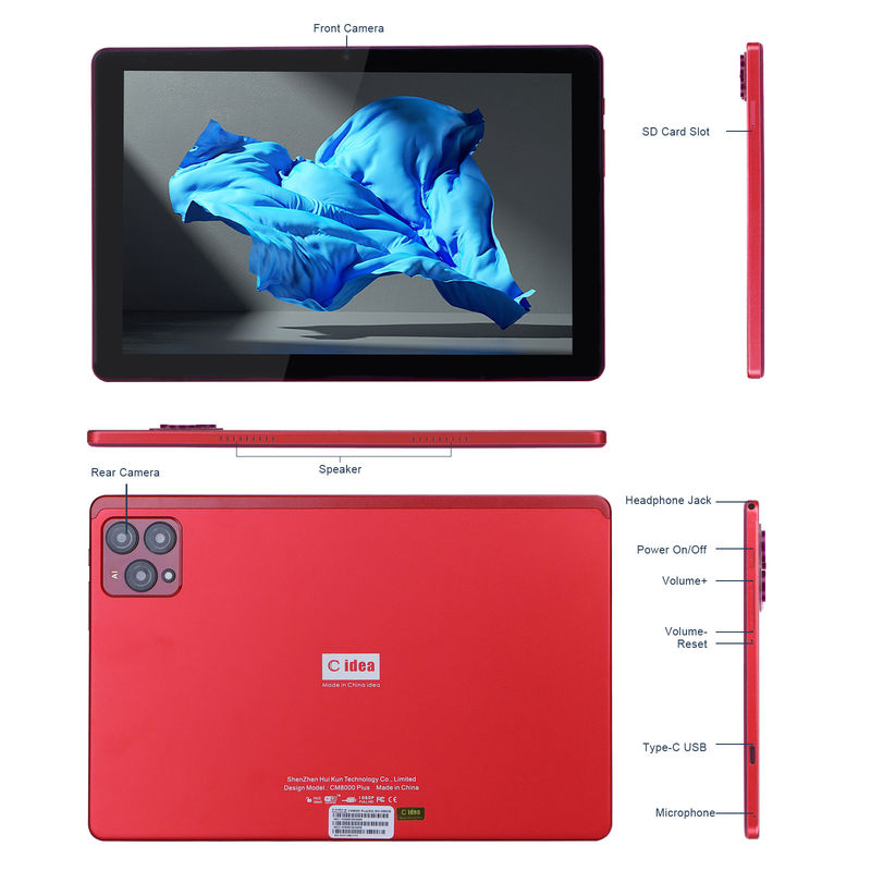 C Idea 10 cali Android 12 Tablet 8GB RAM 256GB ROM Model CM8000PLUS Czerwony