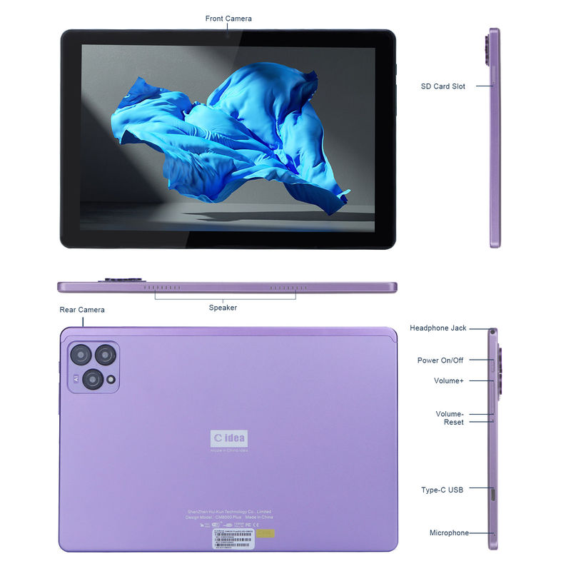 C Idea 10 cali Android 12 Tablet 8GB RAM 256GB ROM Model CM8000PLUS Fioletowy