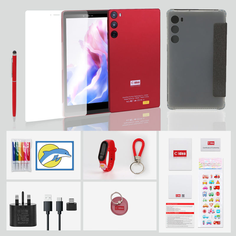 C Idea 7 Inch Tablet 6GB RAM 128GB ROM Z SIM Android Tablet PC dla studentów CM525 Czerwony