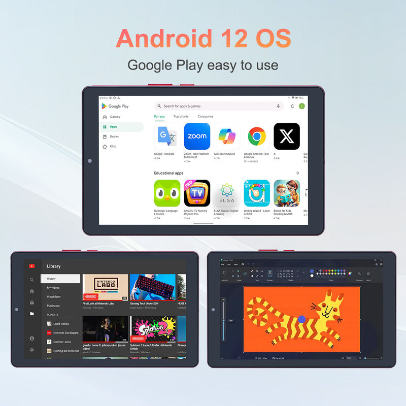 C Idea 9 cali Android 12 Tablet 8GB RAM 512GB ROM 5MP+8MP Podwójny aparat WIFI Tablet z SIM CM915 (czerwony)