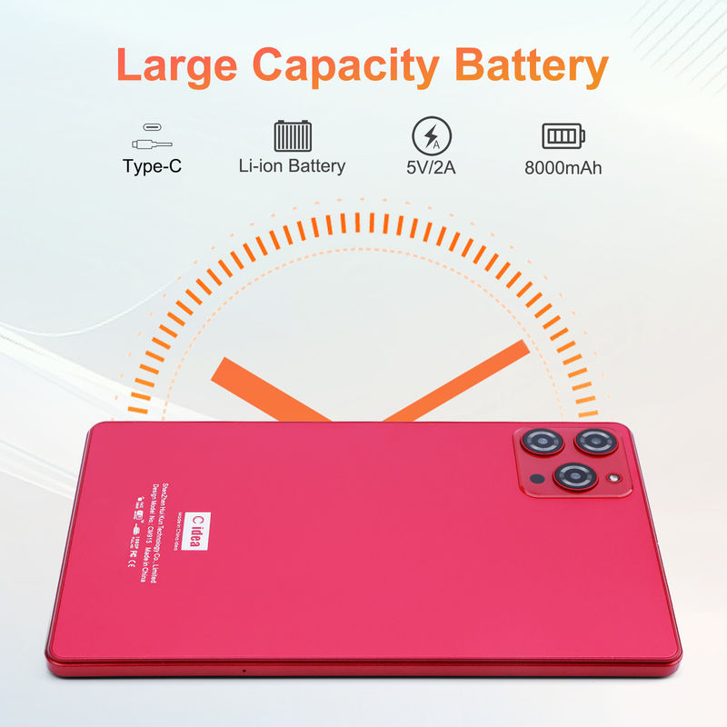 C Idea 9 cali Android 12 Tablet 8GB RAM 512GB ROM 5MP+8MP Podwójny aparat WIFI Tablet z SIM CM915 (czerwony)