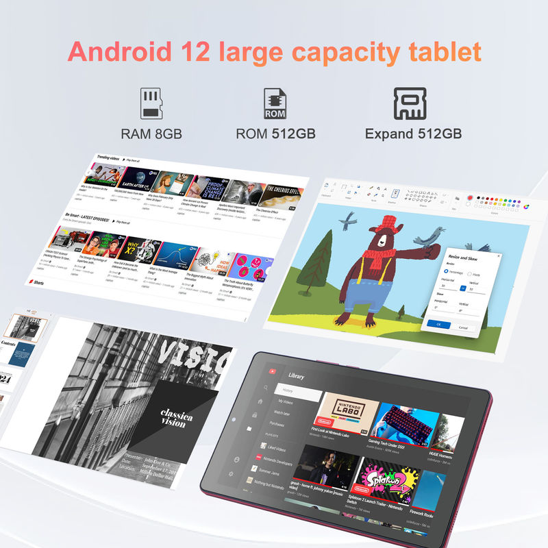 C Idea 9 cali Android 12 Tablet 8GB RAM 512GB ROM 5MP+8MP Podwójny aparat WIFI Tablet z SIM CM915 (czerwony)