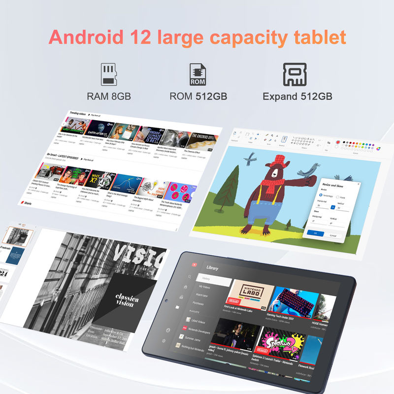 C idea 9 cali Android 12 Tablet 8GB RAM 512GB ROM 5MP + 8MP Dual Camera WIFI Tablet z SIM CM915 (szary)