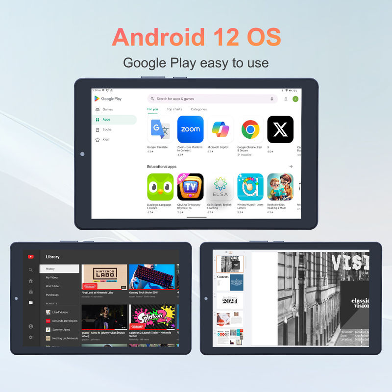 C idea 9 cali Android 12 Tablet 8GB RAM 512GB ROM 5MP + 8MP Dual Camera WIFI Tablet z SIM CM915 (szary)
