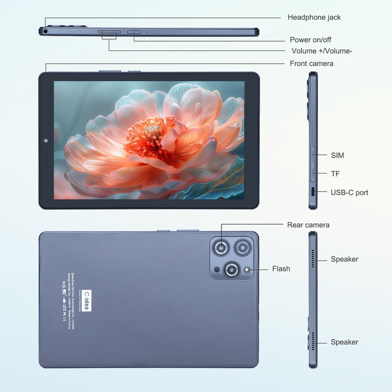 C idea 9 cali Android 12 Tablet 8GB RAM 512GB ROM 5MP + 8MP Dual Camera WIFI Tablet z SIM CM915 (szary)