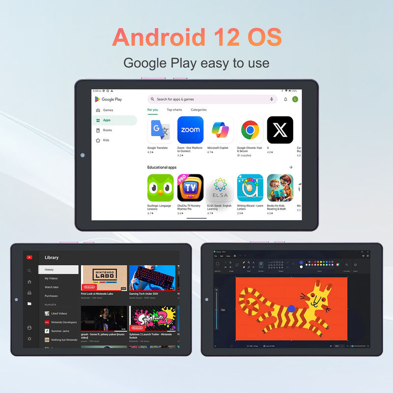 C Idea 9 cali Tablet Android 12 8GB RAM 512GB ROM 5MP+8MP Tablet z podwójnym aparatem WIFI z SIM CM915 (Różowy)