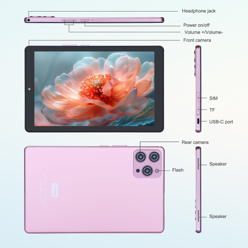 C Idea 9 cali Tablet Android 12 8GB RAM 512GB ROM 5MP+8MP Tablet z podwójnym aparatem WIFI z SIM CM915 (Różowy)