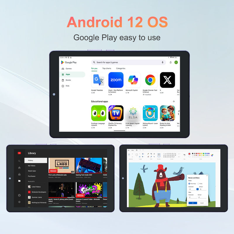 C idea 9 cali Android 12 Tablet 8GB RAM 512GB ROM 5MP + 8MP Podwójny aparat WIFI Tablet z SIM CM915 (Fiolet)