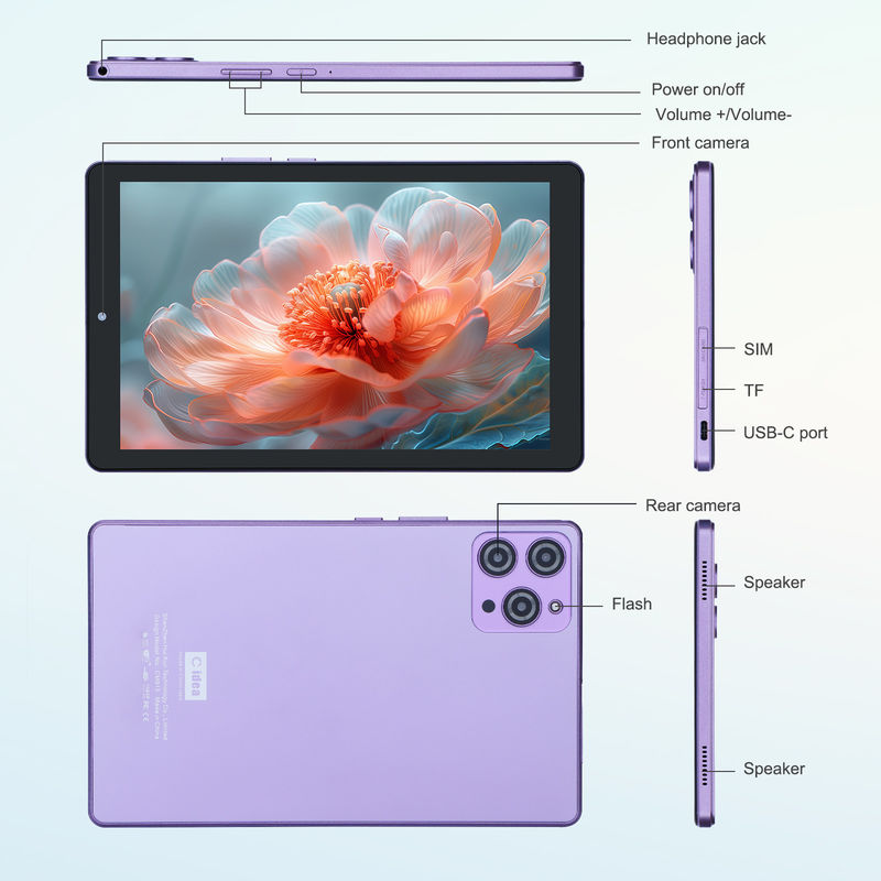 C idea 9 cali Android 12 Tablet 8GB RAM 512GB ROM 5MP + 8MP Podwójny aparat WIFI Tablet z SIM CM915 (Fiolet)