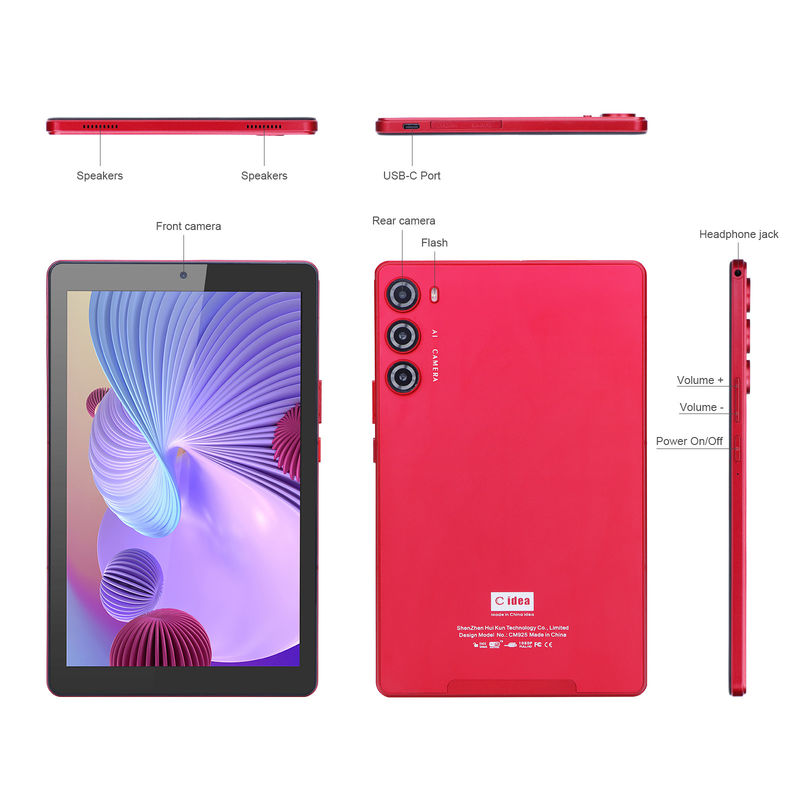 C idea 9 Inch Tablet PC WIFI 2.4G/5G 800x1280 IPS Screen Android Tablet Telefon wsparcie połączenia z podwójnym aparatem ((Czerwony)