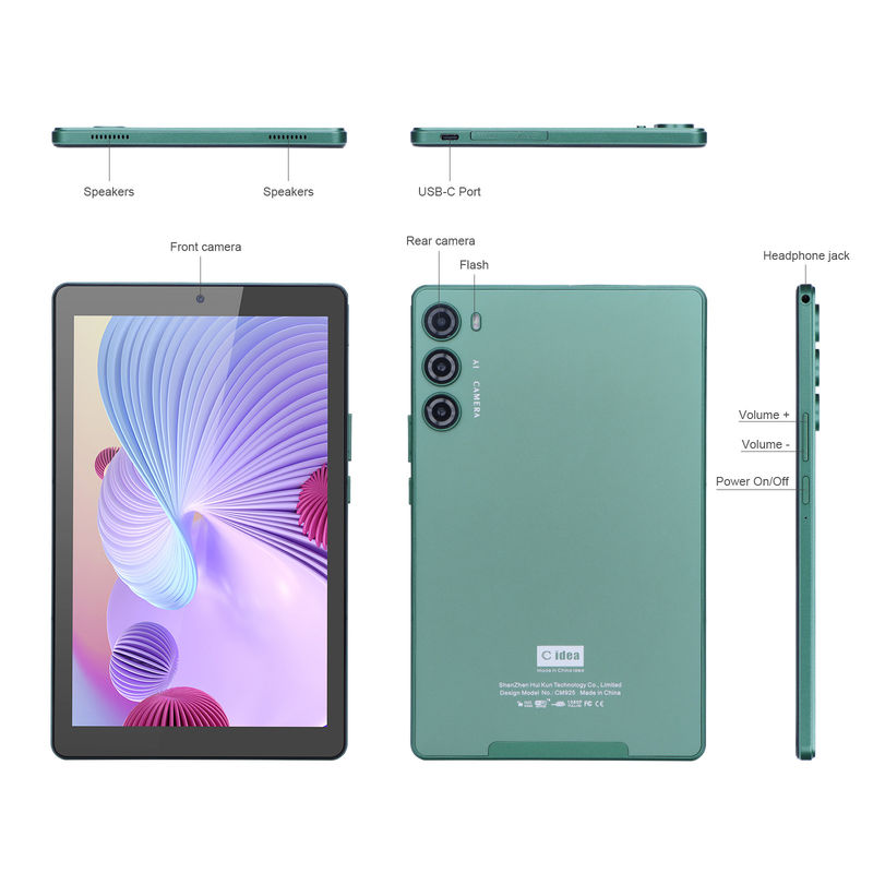 C idea 9 Inch Tablet PC WIFI 2.4G/5G 800x1280 IPS Screen Android Tablet Telefon wsparcie połączenia z podwójnym aparatem ((Zielona)