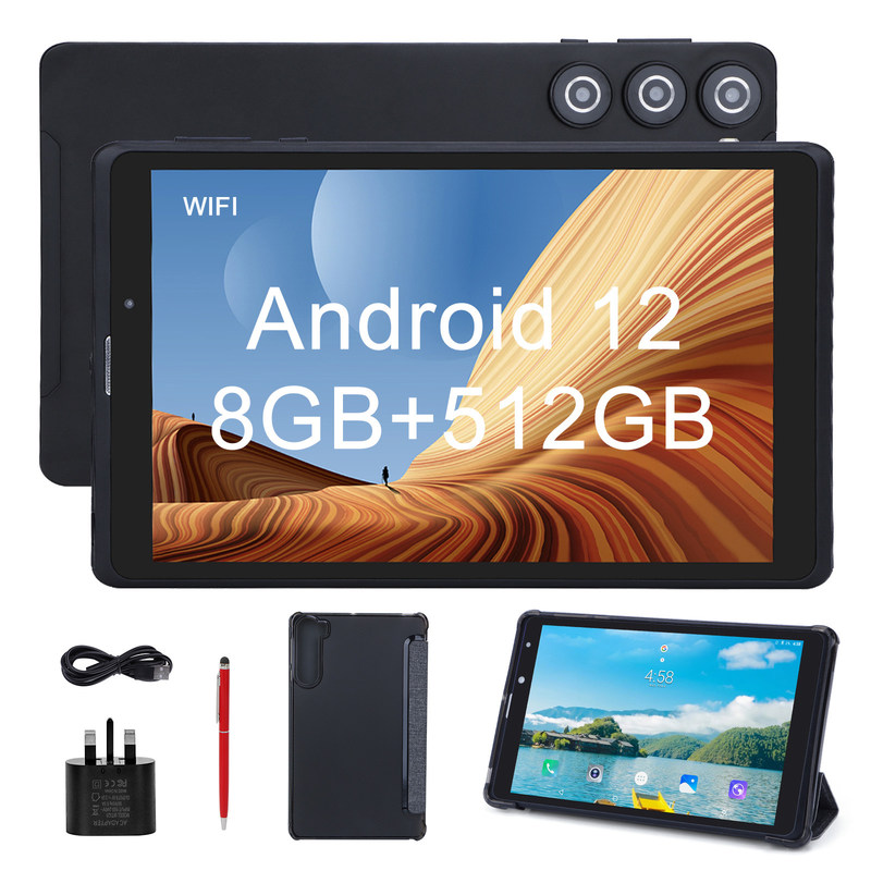C idea 8 cali Android Tablet Pc Producent z Androidem 12 Quad Core 8GB+512GB Przechowywanie IPS HD Display CM835 ((czarny)