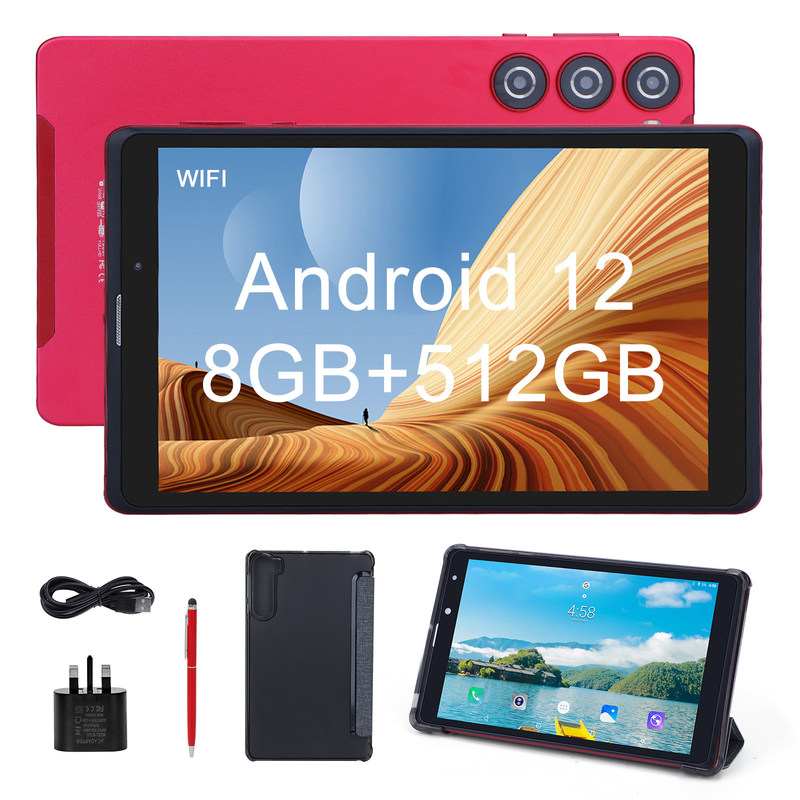 C idea 8 cali Tablet PC Android Producent z Androidem 12 Quad Core 8GB+512GB Przechowywanie IPS HD Display CM835 ((czerwony)