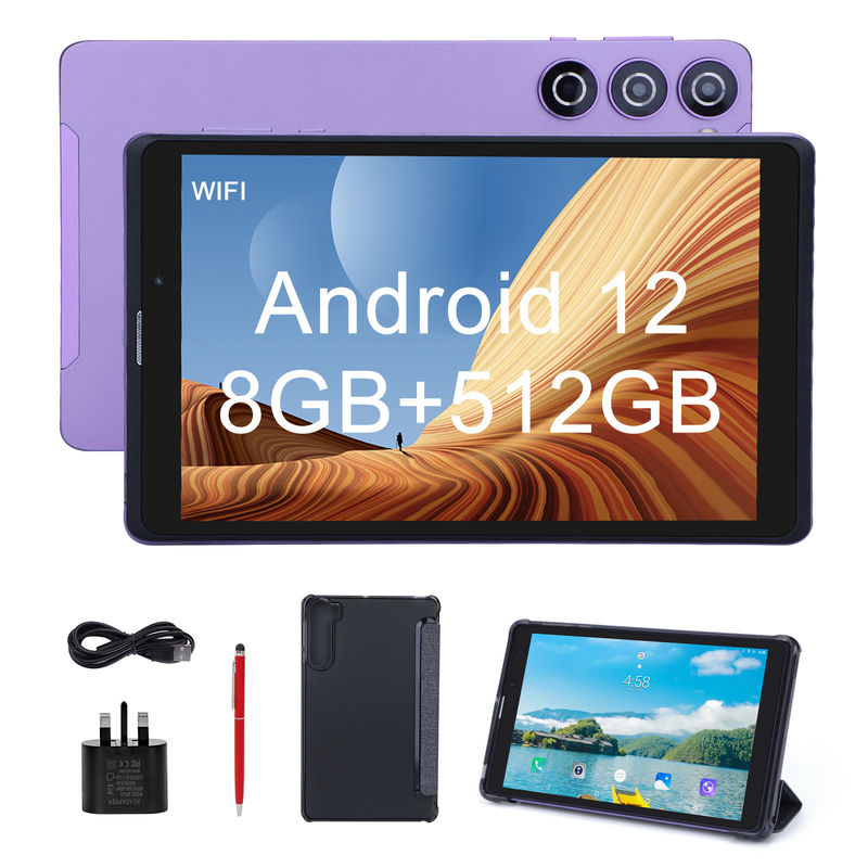 C idea 8 cali Android Tablet Pc Producent z Androidem 12 Quad Core 8GB+512GB Przechowywanie IPS HD Display CM835 ((fioletowy)
