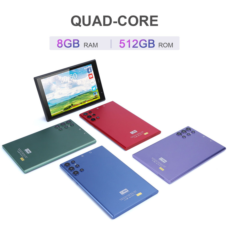 C idea 8 cali Tablet Android PC 8GB RAM 512GB ROM Quad Core 800*1280 HD Tablety z WIFI/SIM Card CM822 (czerwony)