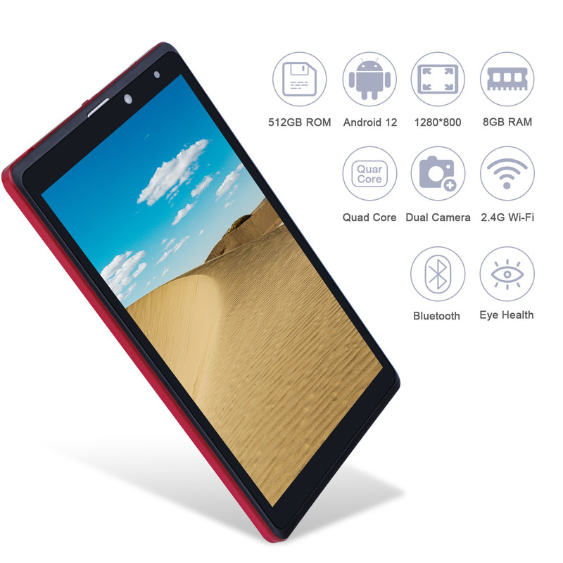 C idea 8 cali Tablet PC Android Producent z Androidem 12 Quad Core 8GB+512GB Przechowywanie IPS HD Display CM835 ((czerwony)