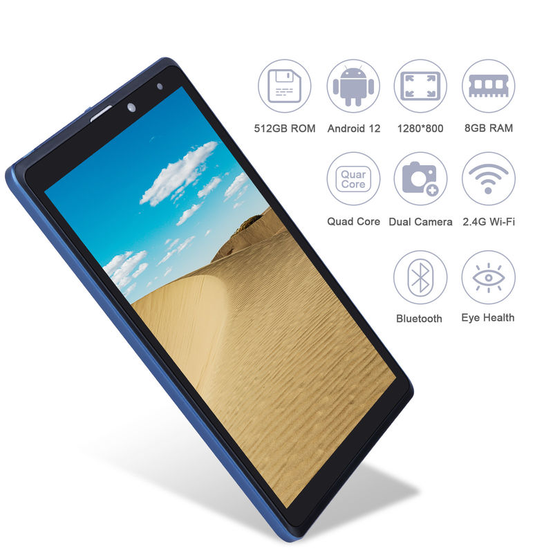 C idea 8 cali Tablet Android Producent z Androidem 12 Quad Core 8GB+512GB Przechowywanie IPS HD Display CM835 ((niebieski)