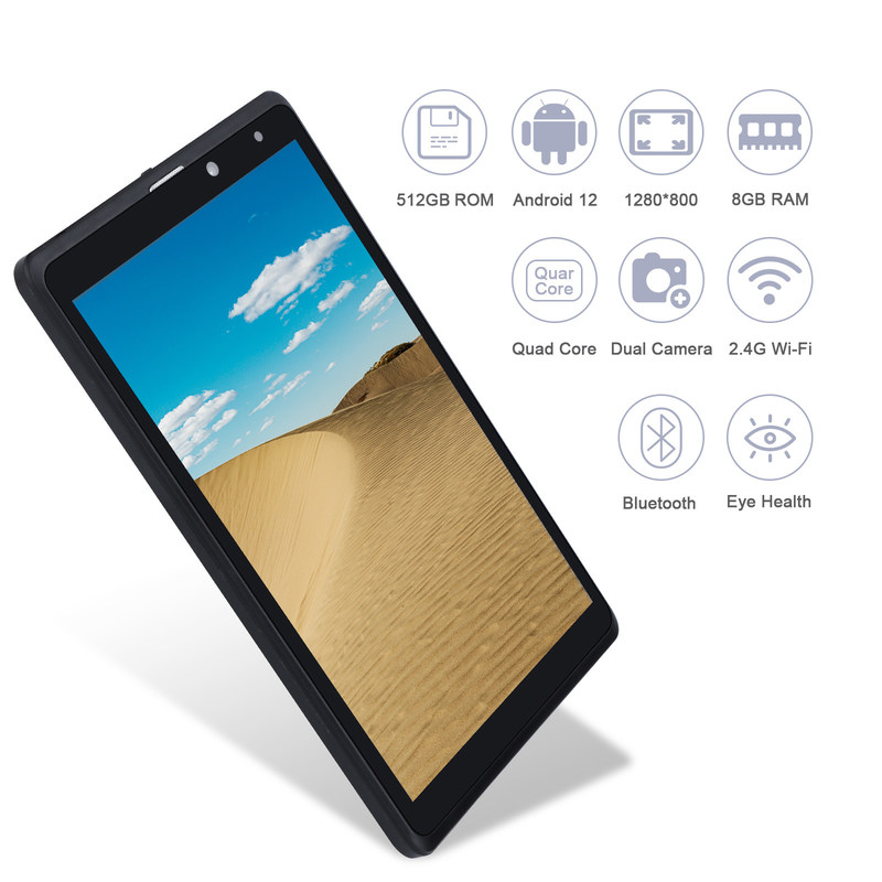 C idea 8 cali Android Tablet Pc Producent z Androidem 12 Quad Core 8GB+512GB Przechowywanie IPS HD Display CM835 ((czarny)