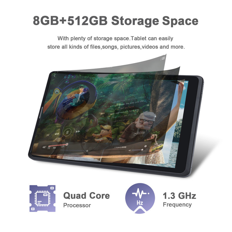 C idea 8 cali Android Tablet Pc Producent z Androidem 12 Quad Core 8GB+512GB Przechowywanie IPS HD Display CM835 ((czarny)