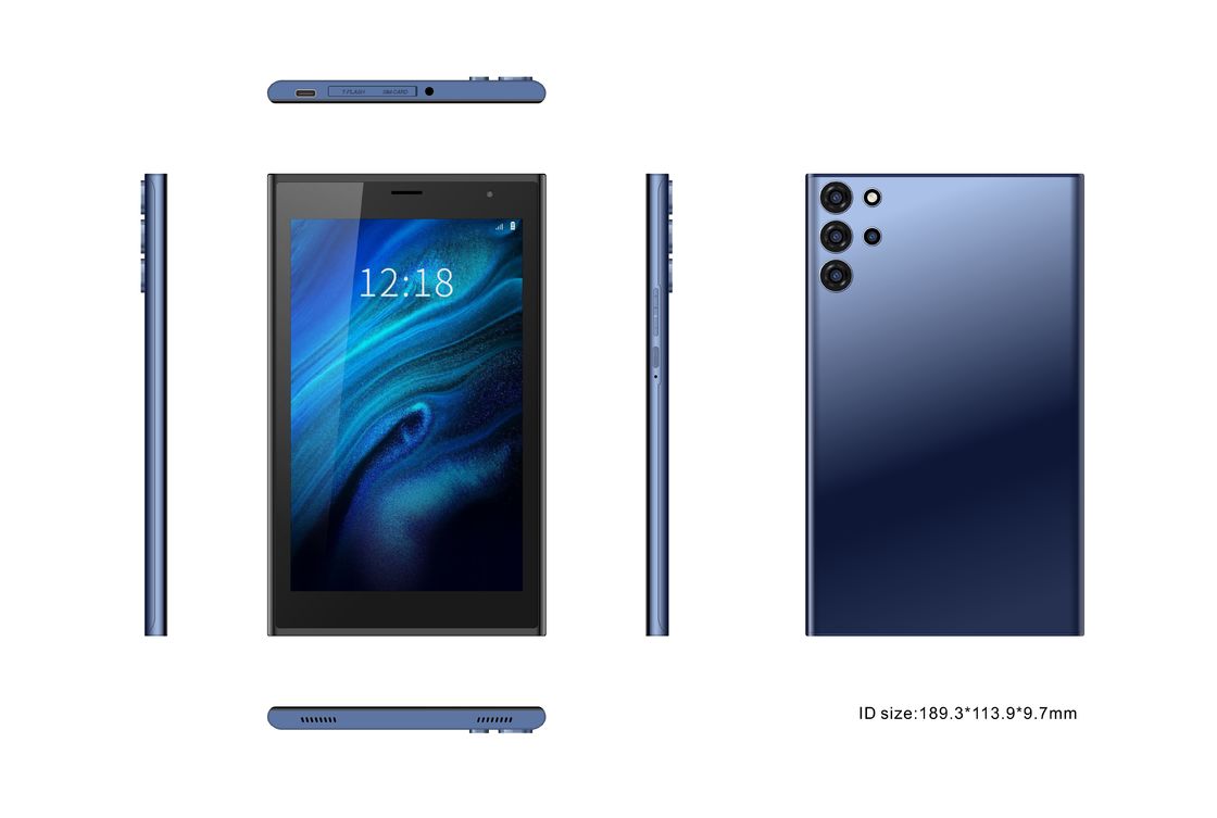 C idea Smart Tablet PC 7 z obudową 6GB+128GB Rozszerzalna pamięć masowa 512GB Dual 5MP+8MP Kamera CM522 (Błękitna)