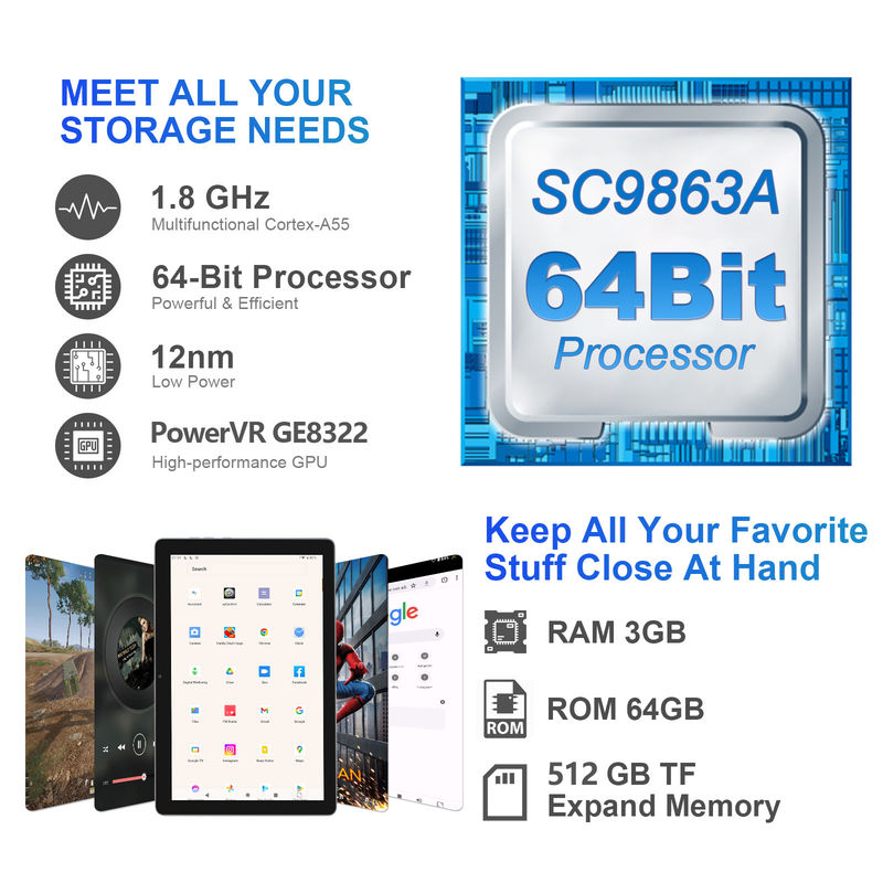 C pomysł 3 GB RAM 64 GB ROM 10-calowy tablet z Androidem 512 GB Rozwiń wyświetlacz HD IPS CM9000 Gwiezdna szarość