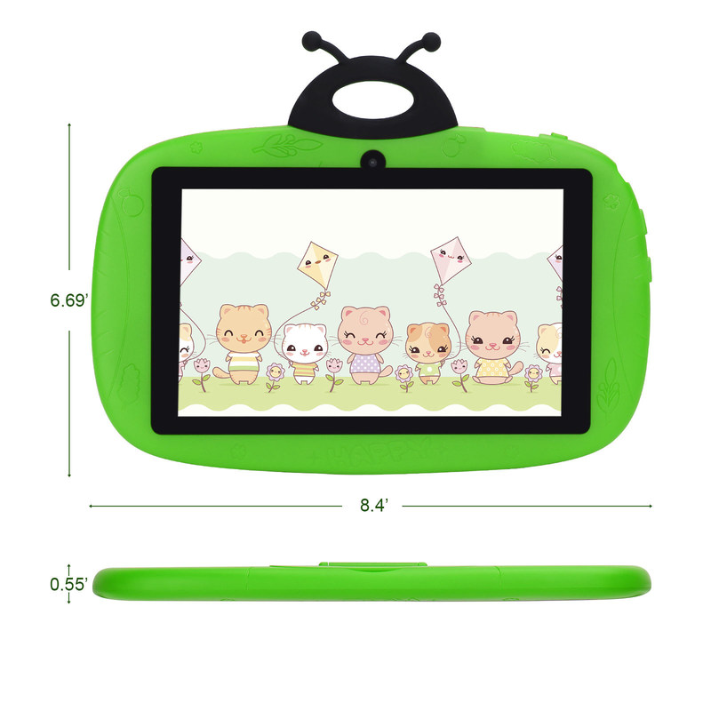 C idea Dual Camera Wi-Fi 7 Inch Tablet PC Android Kids For Toddler Learning 128GB z Case/ Kids App CM75 (zielony)