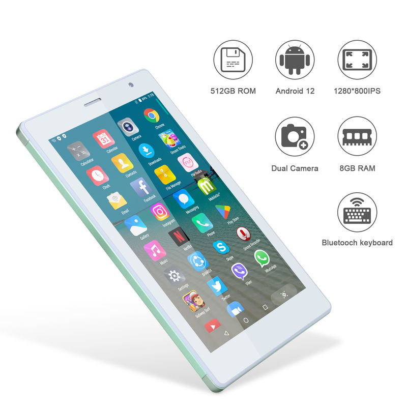 C idea 7 cali Android Smart Tablety 8+512GB Quad Core WiFi Tablety HD Ekran dotykowy CM513 ((zielony)