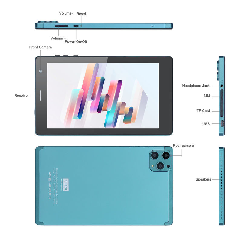 C idea 7 cali Android Smart Tablety 8+512GB Quad Core WiFi Tablet HD Touch Screen CM513 ((Błękitny)