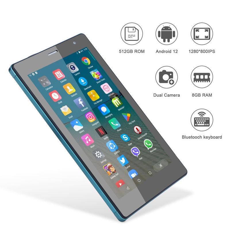 C idea 7 cali Android Smart Tablety 8+512GB Quad Core WiFi Tablet HD Touch Screen CM513 ((Błękitny)