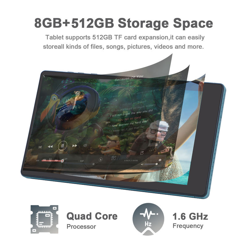 C idea 7 cali Android Smart Tablety 8+512GB Quad Core WiFi Tablet HD Touch Screen CM513 ((Błękitny)