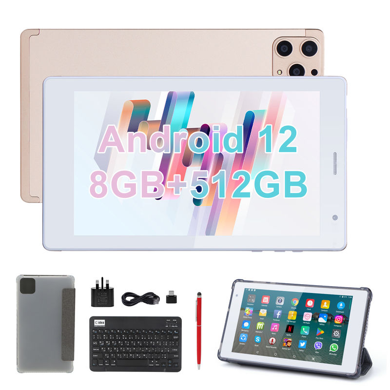 C Idea 7 cali Android Smart Tablety 8+512GB Quad Core WiFi Tablety HD Ekran dotykowy CM513 ((Złoto)