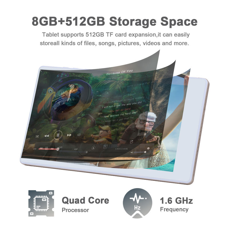C Idea 7 cali Android Smart Tablety 8+512GB Quad Core WiFi Tablety HD Ekran dotykowy CM513 ((Złoto)