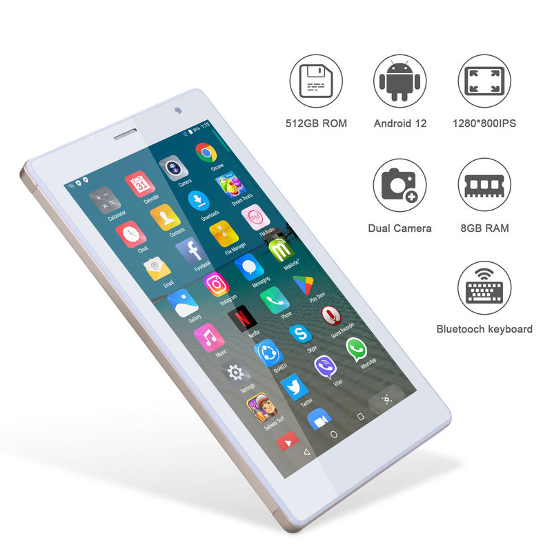 C Idea 7 cali Android Smart Tablety 8+512GB Quad Core WiFi Tablety HD Ekran dotykowy CM513 ((Złoto)