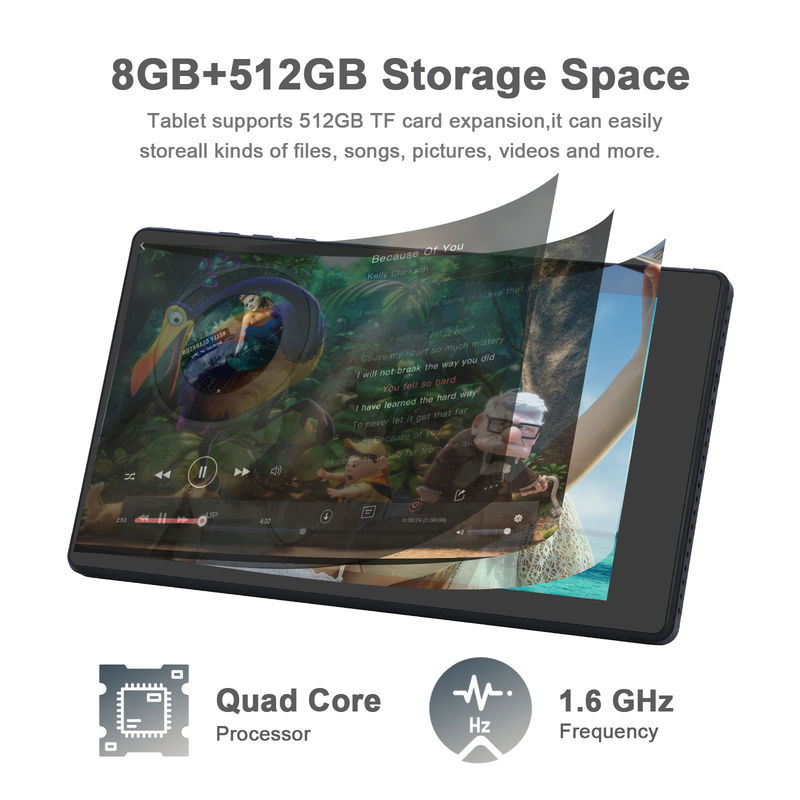 C idea 7 cali Android Smart Tablety 8+512GB Quad Core WiFi Tablety HD Ekran dotykowy CM513 ((Czarny)