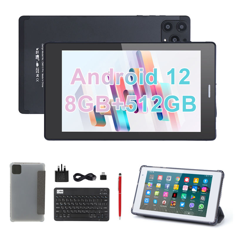 C idea 7 cali Android Smart Tablety 8+512GB Quad Core WiFi Tablety HD Ekran dotykowy CM513 ((Czarny)