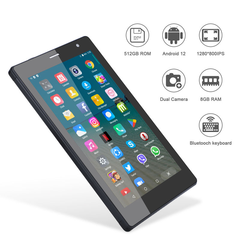 C idea 7 cali Android Smart Tablety 8+512GB Quad Core WiFi Tablety HD Ekran dotykowy CM513 ((Czarny)