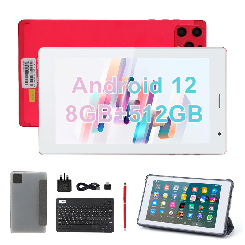 C idea 7 cali Android Smart Tablety 8+512GB Quad Core WiFi Tablety HD Ekran dotykowy CM513 ((czerwony)