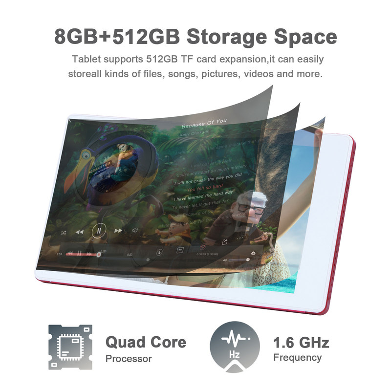 C idea 7 cali Android Smart Tablety 8+512GB Quad Core WiFi Tablety HD Ekran dotykowy CM513 ((czerwony)