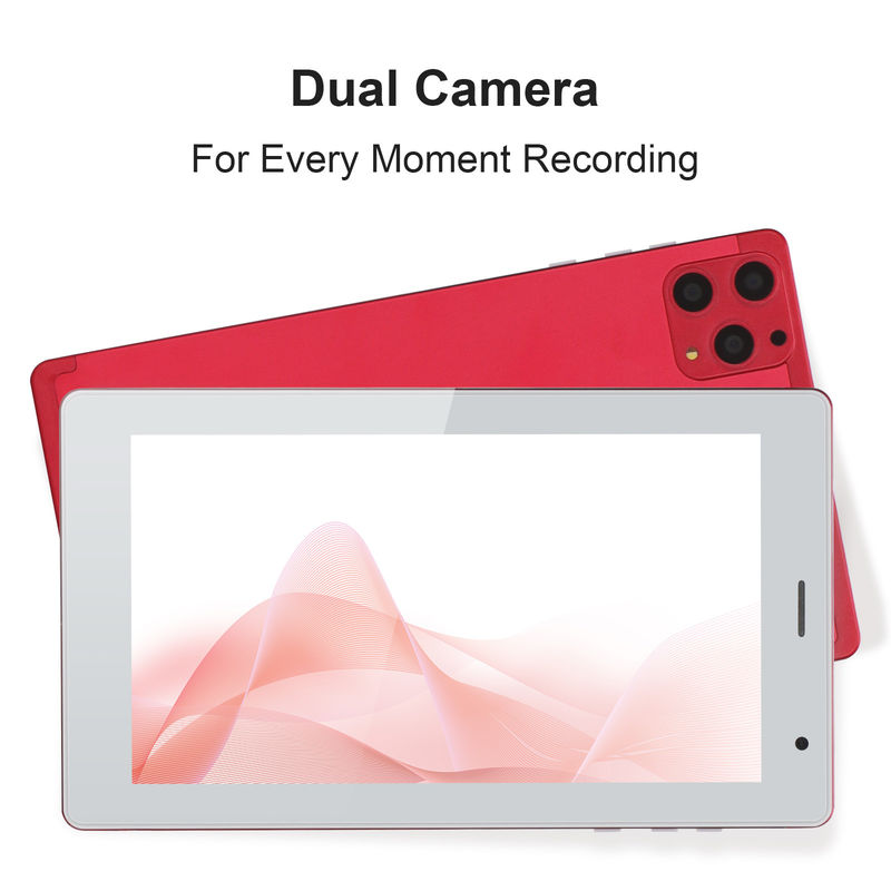 C idea 7 Inch Tablet PC 8GB RAM 512GB ROM Quad Core Processor Dual Camera WiFi/BT dla nastolatków z obudową CM513 (czerwony)