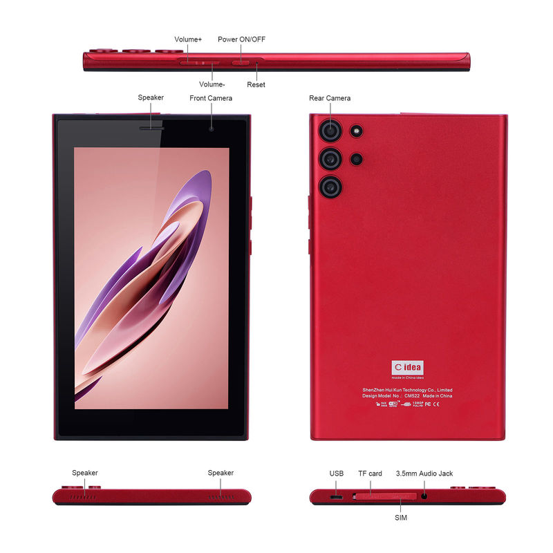C idea Android 7 Inch Tablet PC z 6 RAM+128 ROM Storage 6000mAh Żywotność baterii dla dzieci i dorosłych CM522 Red