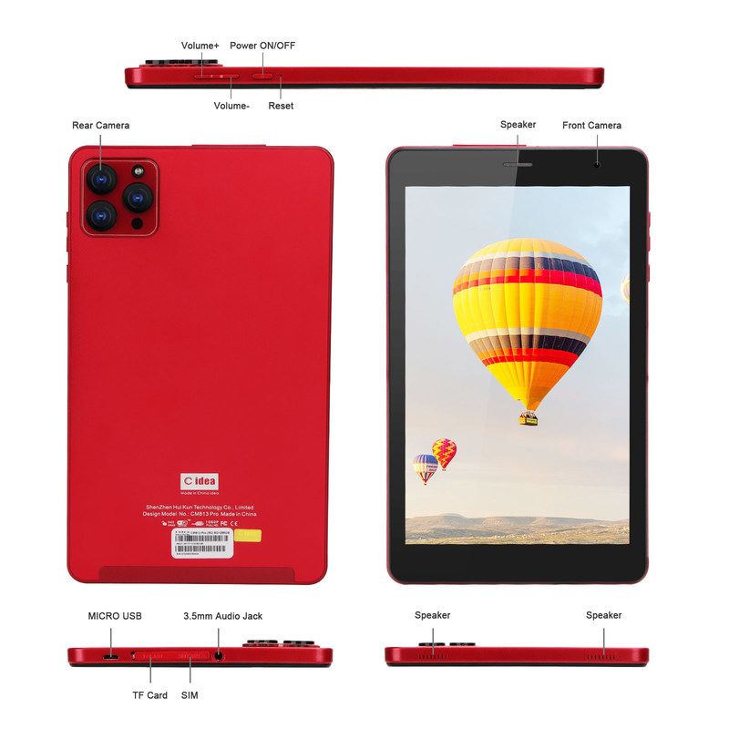 C Idea Android 12 C Idea 8 Smart Tablet PC z obudową 512GB ROM WiFi 1280x800 rozdzielczość HD ekran dotykowy CM813-Różowy