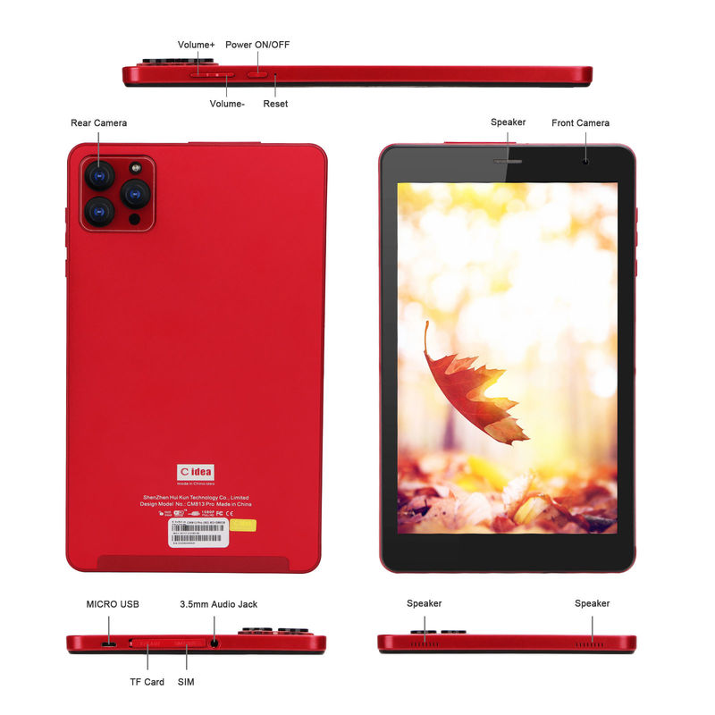 C Idea 8 cali Android 12 Tablet 6GB RAM 512GB ROM 8000mAh Bateria 5+8MP Kamera CM813 PRO-red
